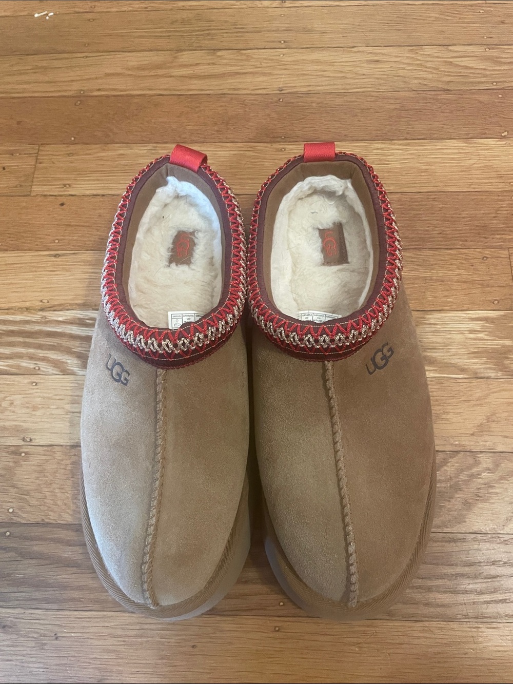 UGG Women’s  Chestnut Slippers with Red Trim